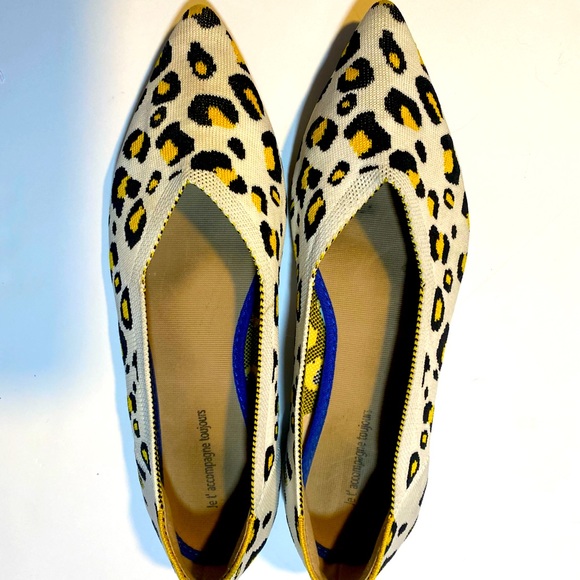 Jet’Accompaigne Toujours Neon Yellow Cheetah/Leopard Print Knit Shoes 8.5-9 - Picture 4 of 12